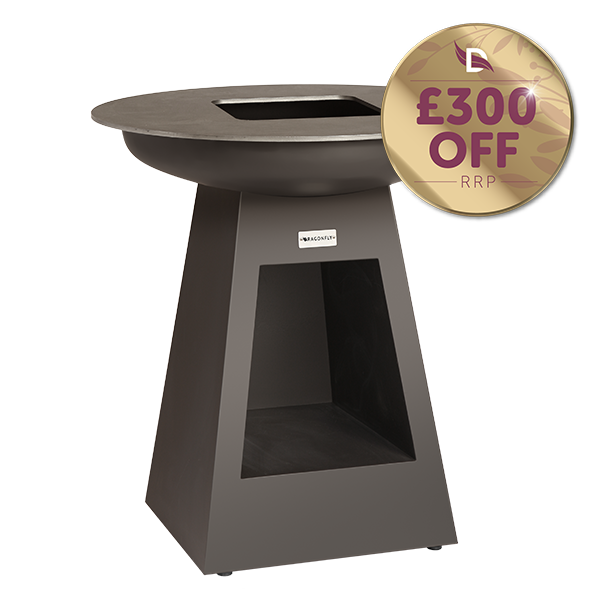 <h3 class='my-3'>Firenza 1000W</h3><p>Combining style with genuine convenience, the Firenza 1000W features a handy integrated log store. Keep fuel dry within arm’s reach as you cook up a storm!</p><h4 class='mt-4'>Was <s>£2,595</s>   <span class='slab'>Now £2,295</h4> 